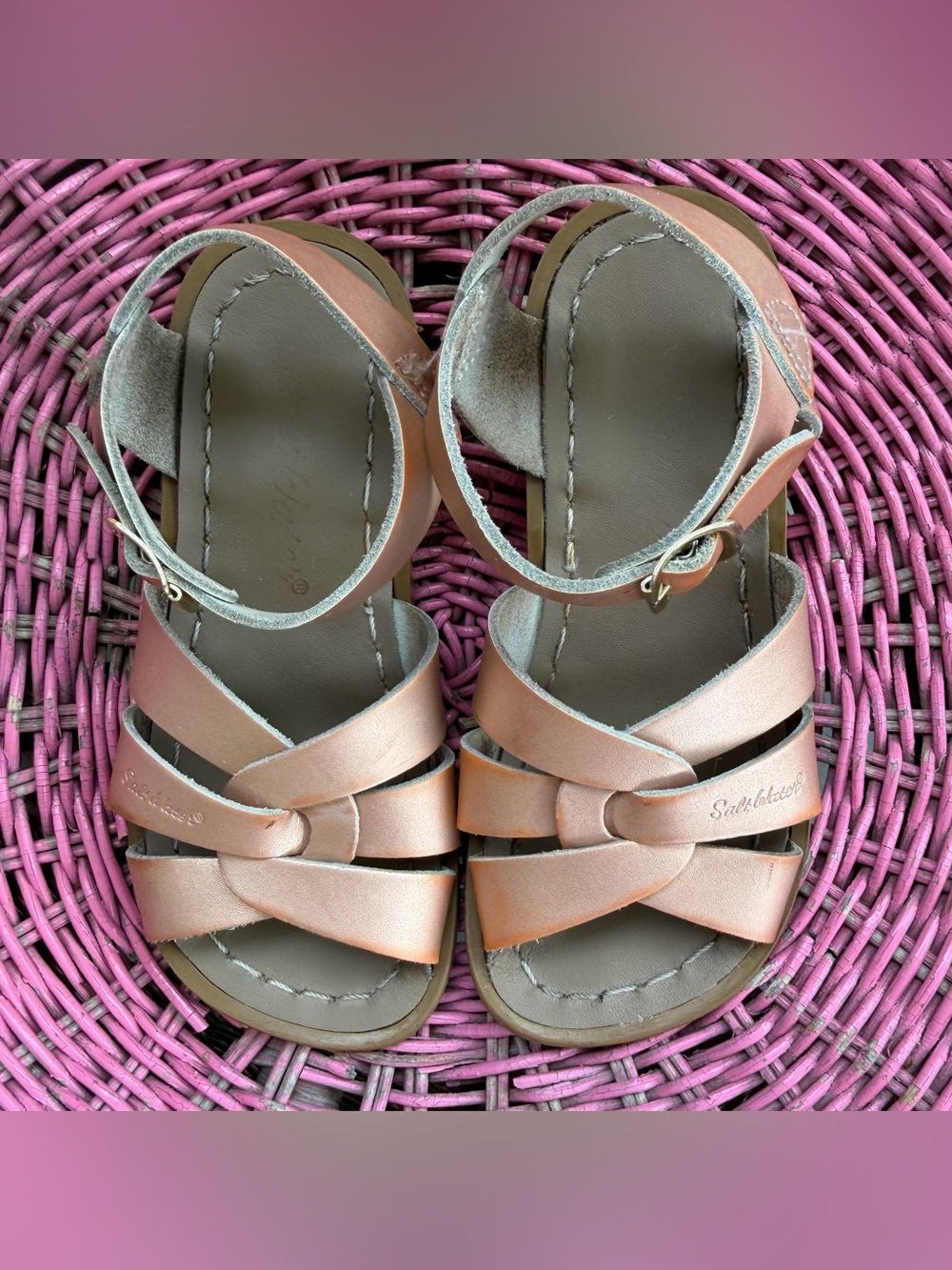 Rose Gold Saltwater Classic Sandal, child sz 10